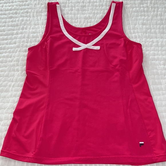 Fila Bright Pink w/white Detail tennis tank , LG, Vintage - Picture 3 of 9